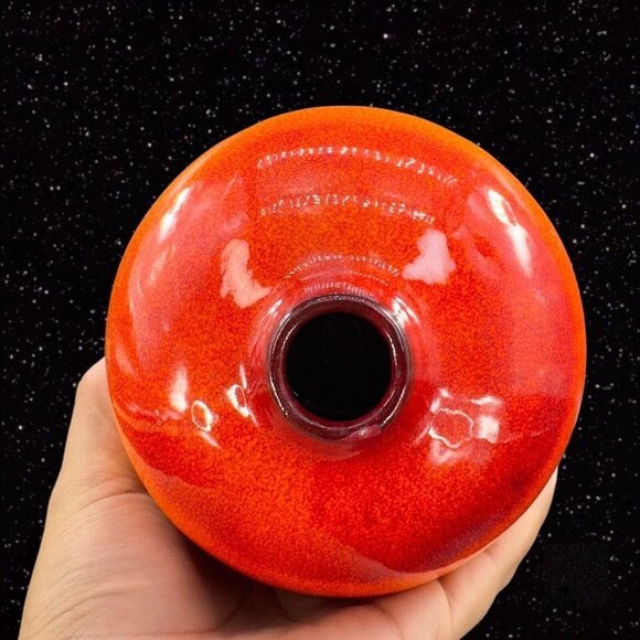 Crate And Barrel Roy Vase Ceramic Lava Glaze Made In Thailand Round Bottom - Picture 9 of 13